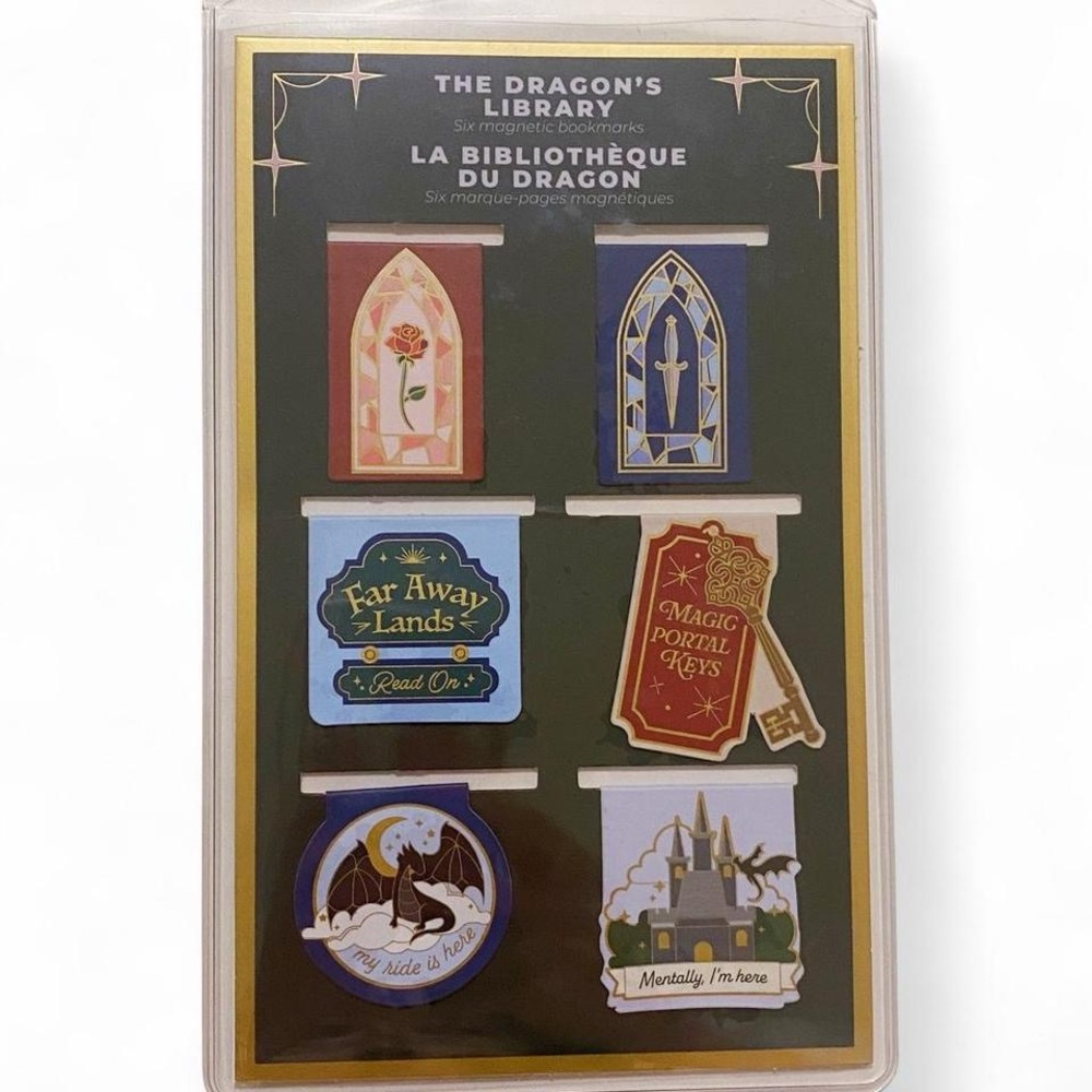 🎀3/$25🎀 The Dragon’s Library Magnetic Bookmarks Set
